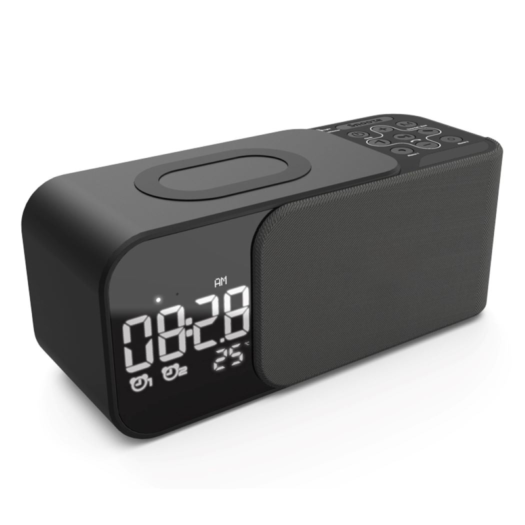 EZVALO Alarm Clock with Wireless Charger, Multifunctional Digital