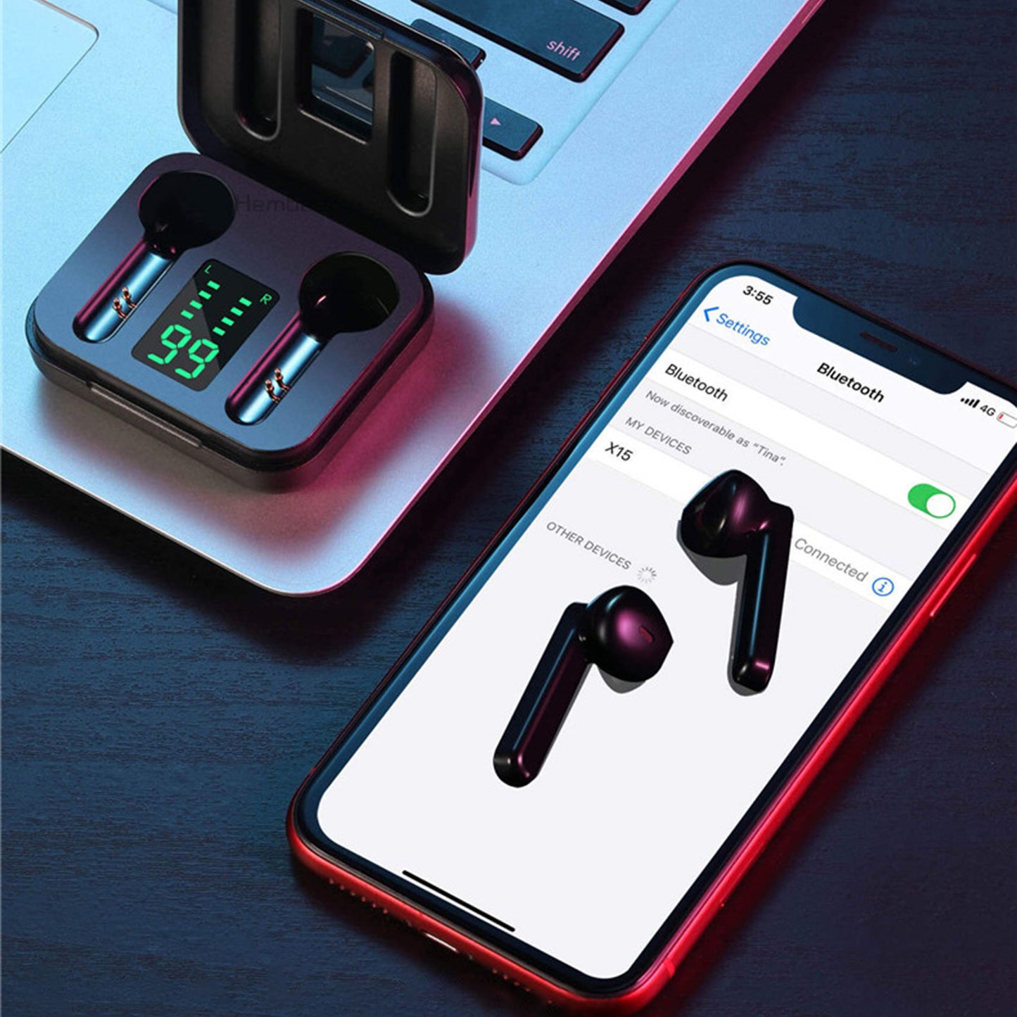 Wireless earphones with Charging Case
