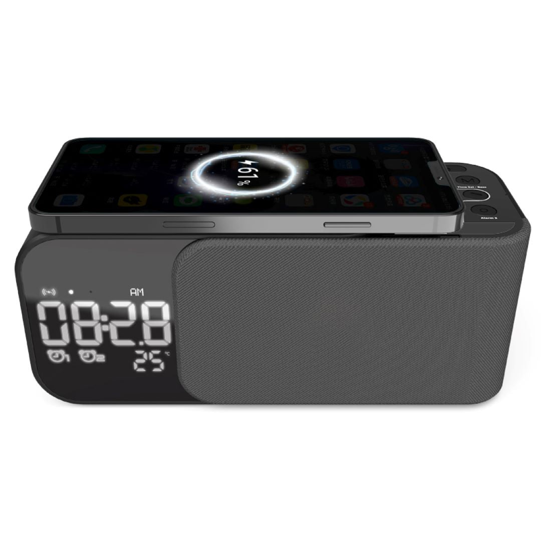 Wireless Charging Bluetooth Speaker With Alarm Clock